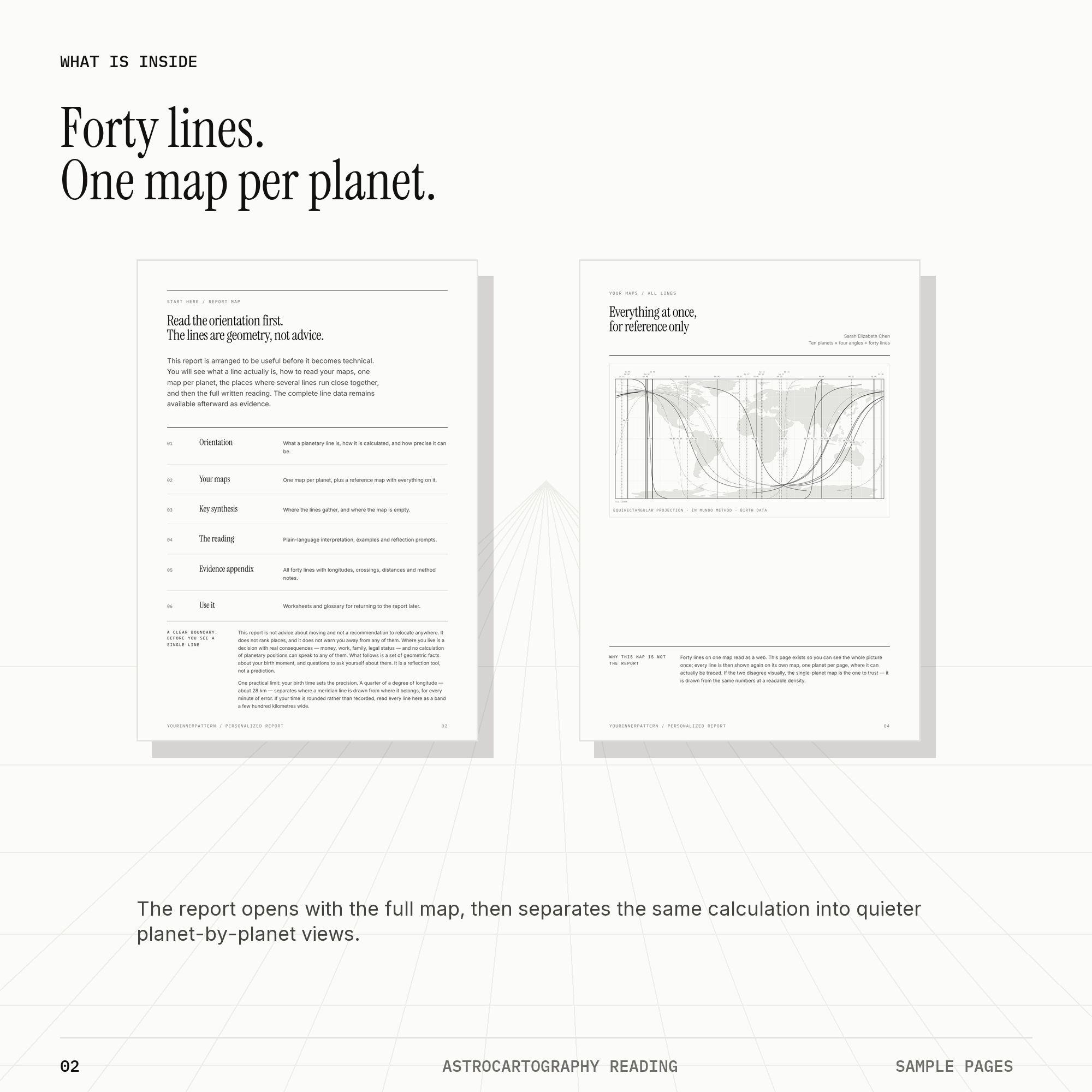 A report preview with the full astrocartography reference map