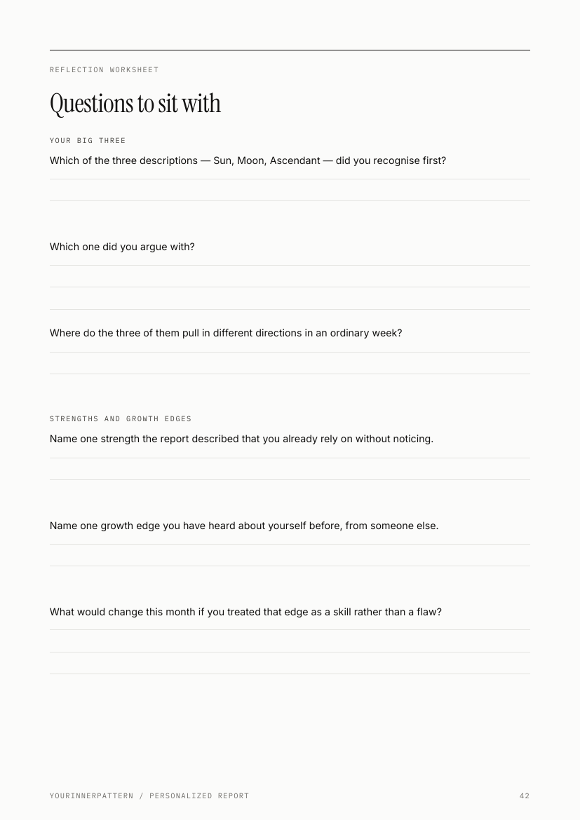 Page 42 with a printable reflection worksheet