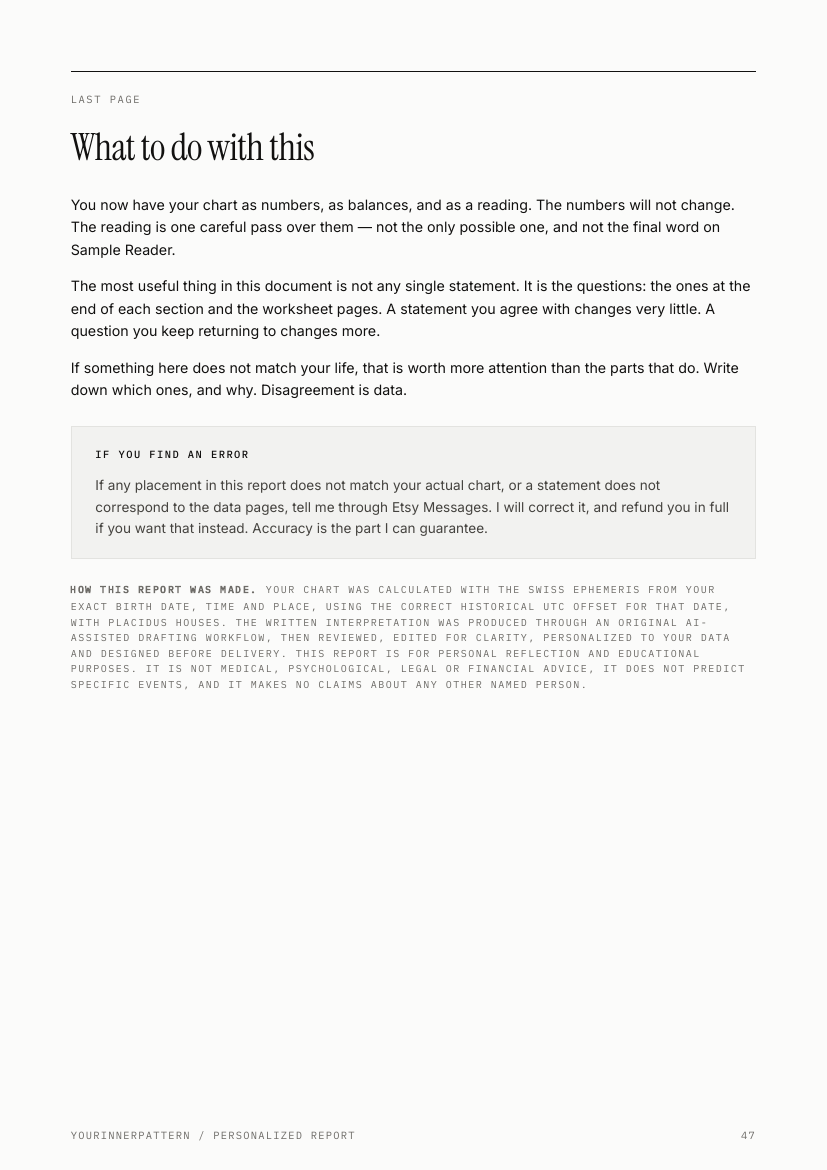 Page 47 with method, AI workflow and accuracy notes